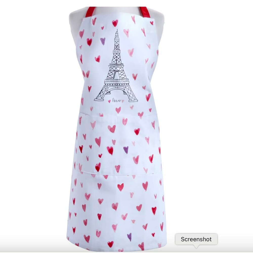 BNWT a SET of Sur La Table Apron Adult & Kid's Cotton Eiffel Tower Hearts Aprons